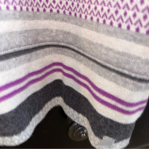 T By Talbots Sweater Women's XL Purple Gray Striped Sweatshirt Pullover Cotton - Picture 5 of 8